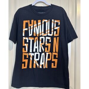 Famous Stars And Straps short sleeve t-shirt sz L cotton Y2K black orange